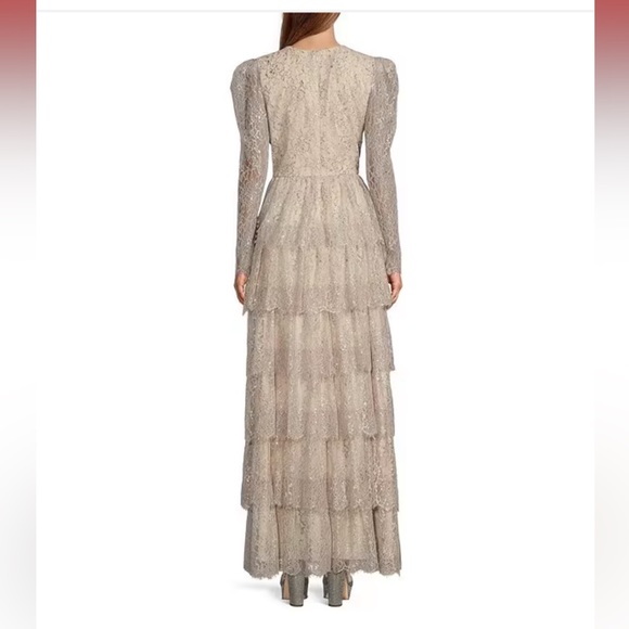 NWT Antonio Melani x Born on Fifth Clara Metallic Lace Tiered Ruffle Max… - Picture 8 of 16